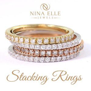 14K Solid Diamond Stacking Band